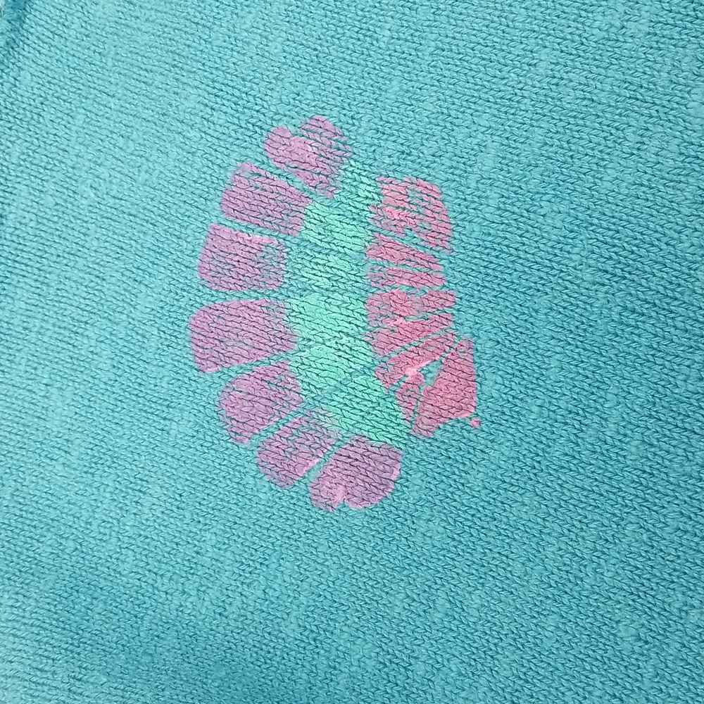 Large Aqua Blue Handpainted Fish Long Sleeve Light Knit Cotton Sweater - Picture 6 of 9